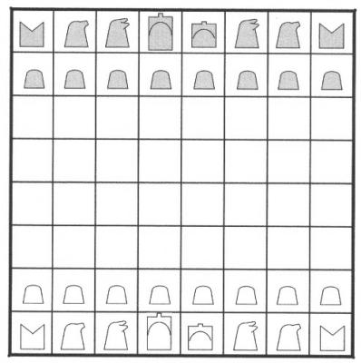 the initial array of shatranj (ancient chess)