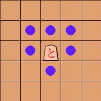 move of the promoted pawn 'tokin' in shogi (Japanese chess)
